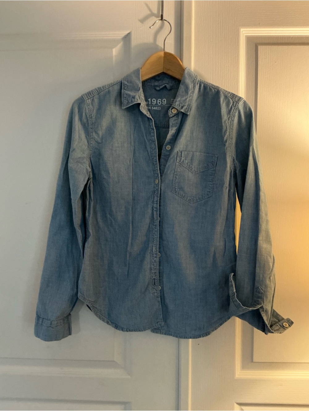 GAP 1969 Faded Blue Denim Shirt, xs